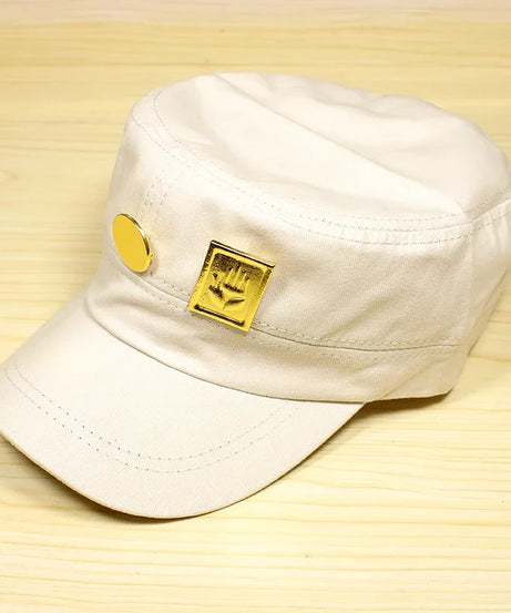 Anime Jotaro Kujo Cap Hat+Badge Animation Around Giorno Giovanna Cosplay Costume White Hat Birthday Gift