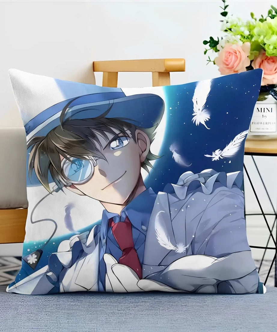 Detective Conan Pillowcase – Soft Anime Cushion Cover with Zipper for Sofa & Bedroom Decor