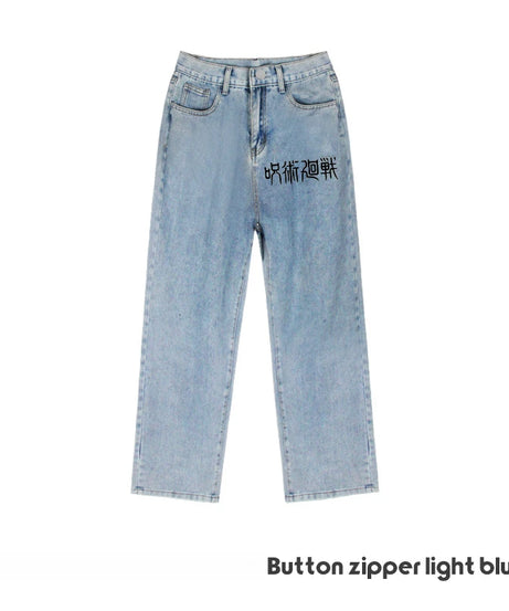 JUJUTSU KAISEN Gojo Yuji Megumi Sukuna Anime Daily Trousers Loose Spring and Autumn Wide Leg Pants Casual Jeans