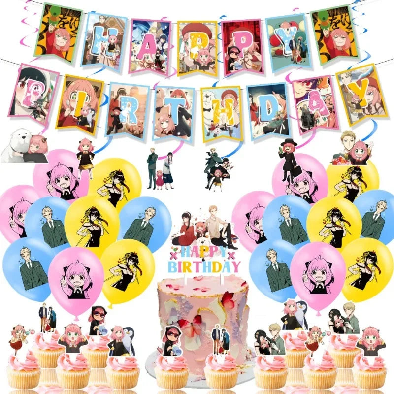 Spy X Family Birthday Decoration Foil Balloon Disposable Tableware Set Anya Yor Forger Twilight for Kids Birthday Party Supplies