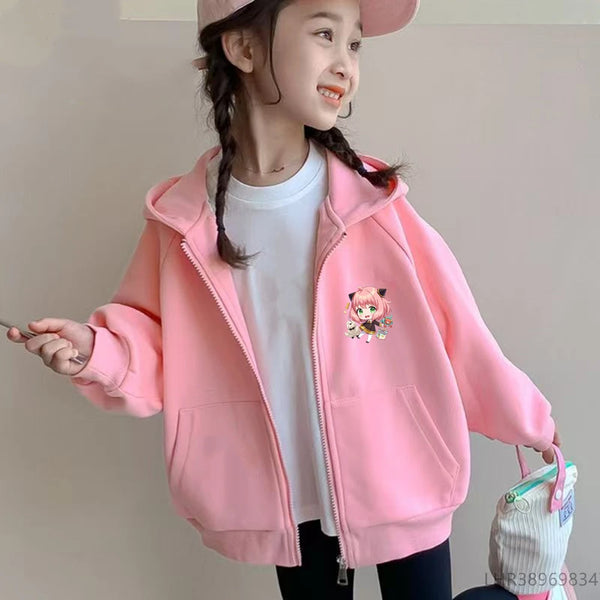 Spy x Family Anya Forger Kids Graphic Zip-Up Hoodie Autumn Jacket