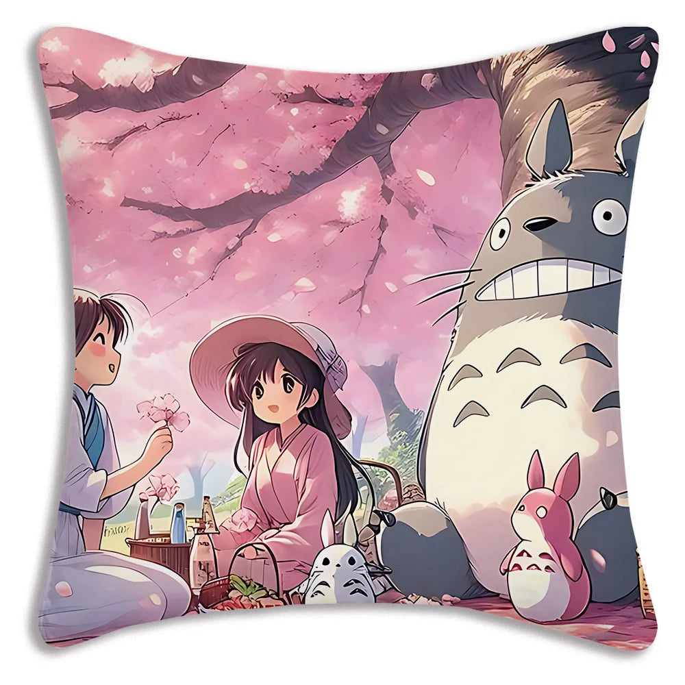Anime T-TotoroS Kawaii Pillow Covers Cartoon Sofa Decorative Home Double-sided Printing Short Plush Cute Cushion Cover