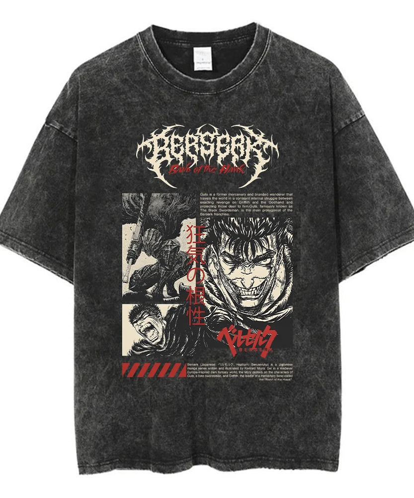 Berserk Anime Vintage Graphic T-Shirt – Harajuku Cotton Tee for Men & Women