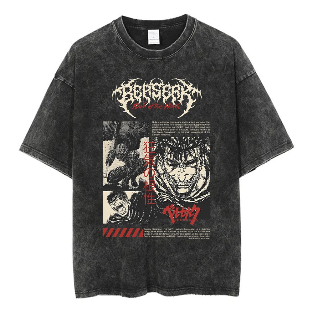Berserk Anime Vintage Graphic T-Shirt – Harajuku Cotton Tee for Men & Women