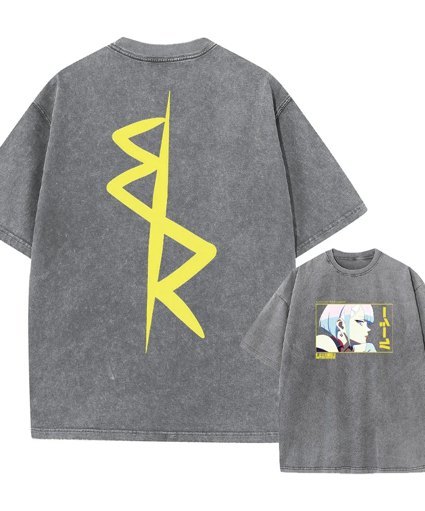 Cyberpunk Acid Anime Tee – Vintage Washed Streetwear Unisex T-Shirt