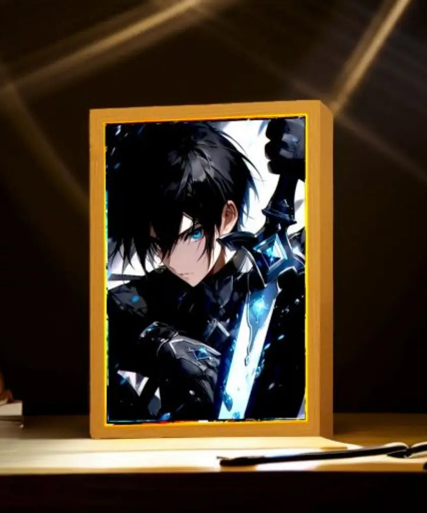 Anime Figure Sword Art Online Light Painting Photo Frame Kirito Figure Led Lamps Home Bedroom Tabe Decor Birthday Gift moon Lamp
