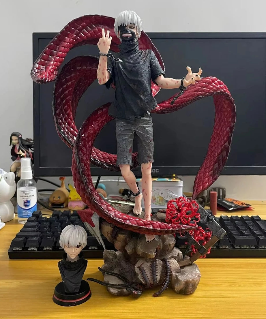 Tokyo Ghoul Figurine Kaneki Ken Action Figure 39cm Pvc Gk Statue Model Changeable Head Ornament Collection Desk Decoration Gifts