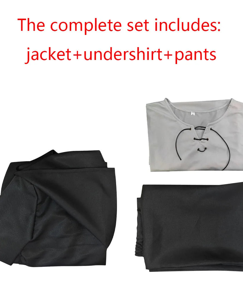 Eren Jaeger Cosplay Costume Anime Titan Costume Wig Cosplay Eren Yeager Black Hooded Trench T-shirt Pants Halloween Clothes