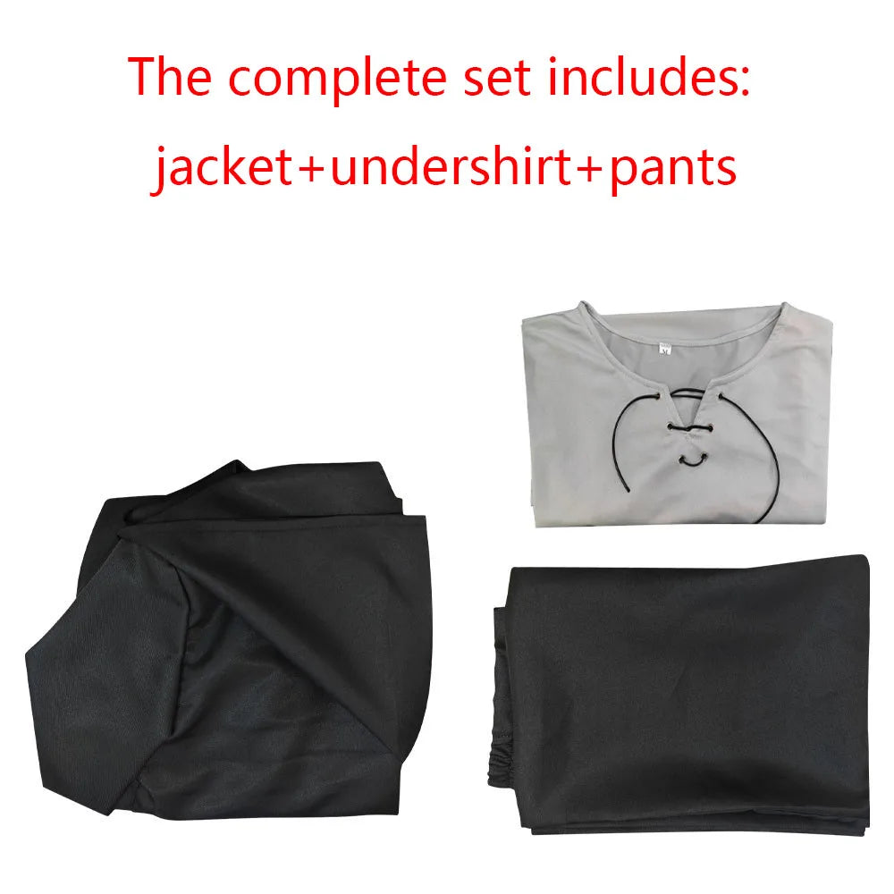 Eren Jaeger Cosplay Costume Anime Titan Costume Wig Cosplay Eren Yeager Black Hooded Trench T-shirt Pants Halloween Clothes