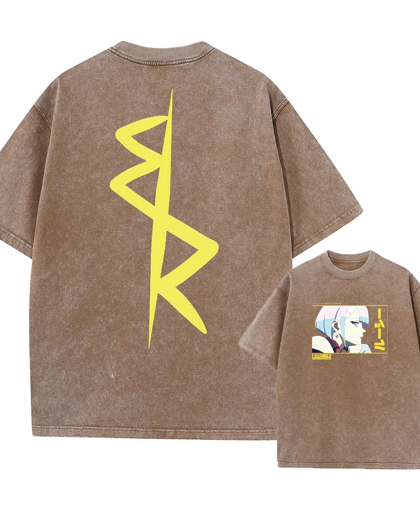 Cyberpunk Acid Anime Tee – Vintage Washed Streetwear Unisex T-Shirt