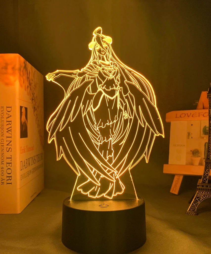 Anime Overlord Acrylic Glowing Stand Albedo Action Figure Led Night Light for Bedroom Decor Gift Nightlight