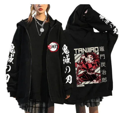 Demon Slayer Zipper Sweatshirts Zip Up Hoodie Anime Hoodies Unisex Hip Hop Streetwear Nezuko Kamado Graphic Y2K Clothes gifts