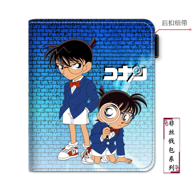 Conan anime peripheral cartoon student wallet card holder with zipper coin purse wallets wallet men PU birthday gift