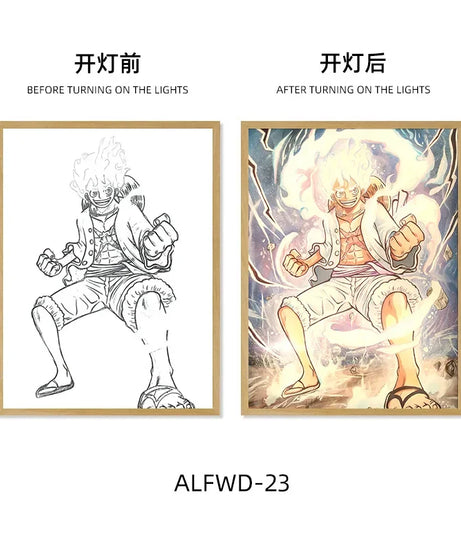 Sun God Nika Luffy Light-Up Frame – One Piece LED Desktop Decor