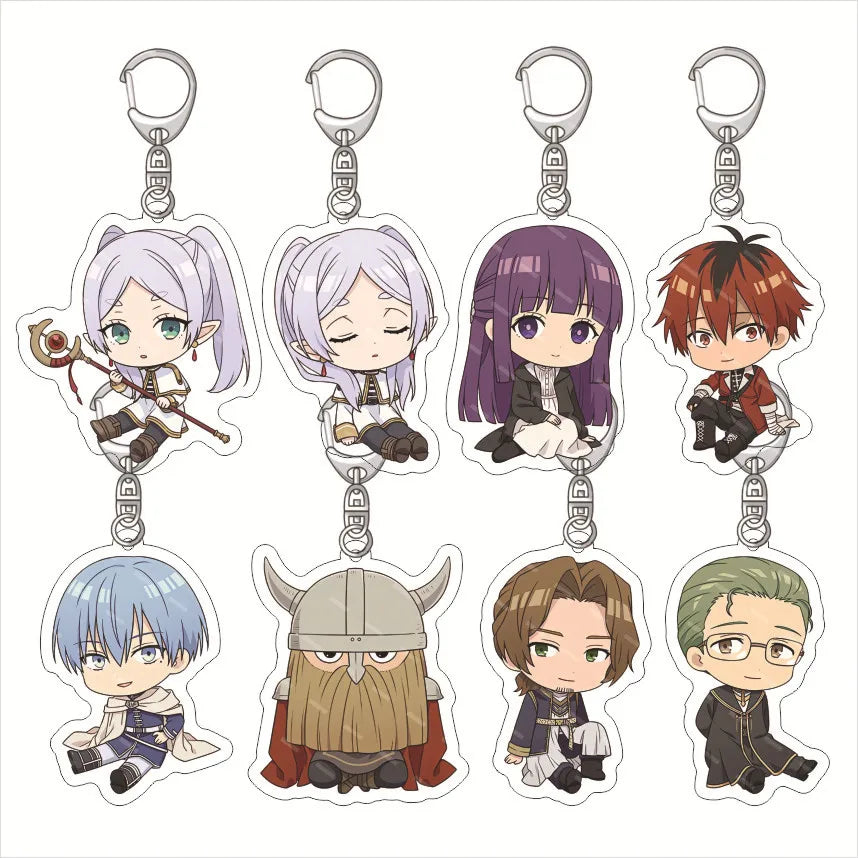 Frieren: Beyond Journey'S End Acrylic Anime Cute Keychain Jewelry Bag Pendant Gift Figure Key Ring Girl Badge Charms Wholesale