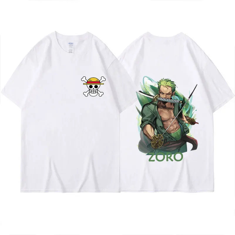 Anime ONE PIECE Sauron Printing Men's and Women's Loose Casual Short Sleeve One Piece Summer Couple T-Shirt Top Birthday