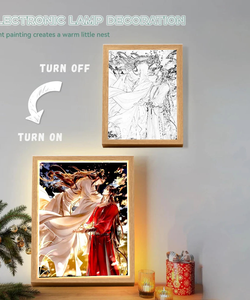 Light Painting Picture Frame Tian Guan Ci Fu Led Night Lights Xielian Huacheng Decor Bedroom Friends Charming Gifts Moon Lamps