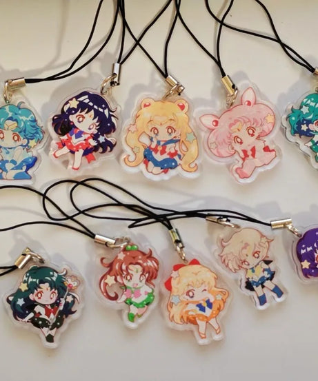 Sailor Moon Animation Peripheral Tsukino Usagi Cute HD Transparent Acrylic Mobile Phone Chain Pen Bag Pendant Gift Wholesale