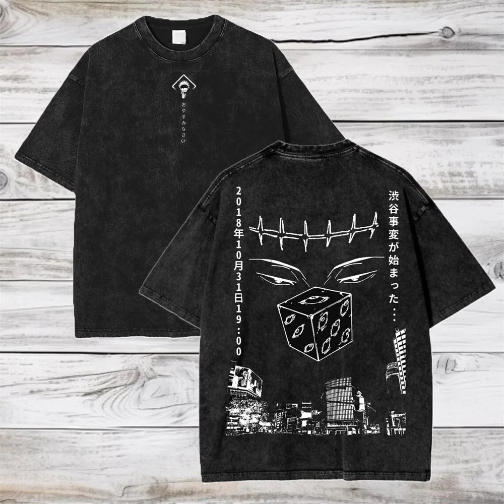 Jujutsu Kaisen Gojo Satoru Washed Cotton T-Shirt – Premium Vintage Anime Tee for Men & Women 6
