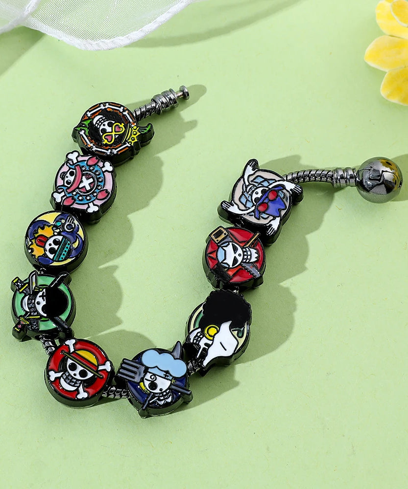 Anime Charms Bracelet Skull, DIY Pendant Bangle, Vintage Bracelet