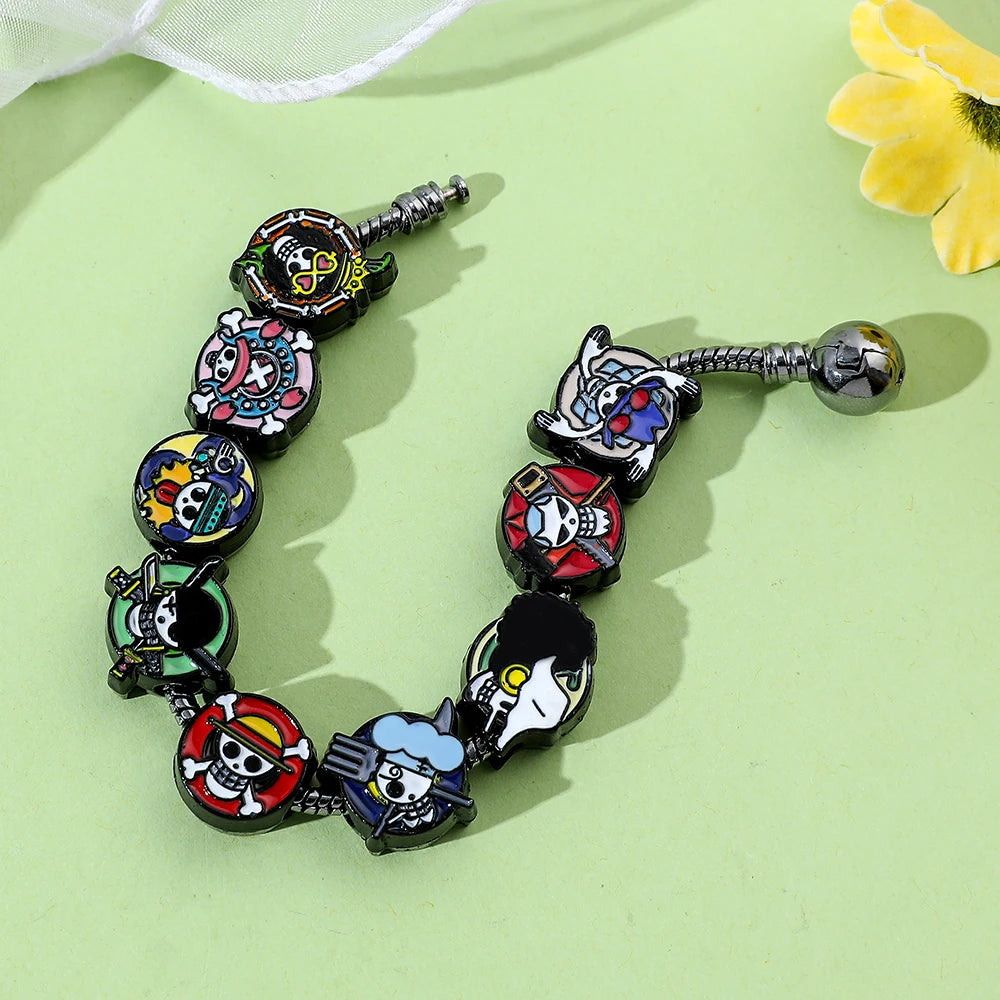 Anime Charms Bracelet Skull, DIY Pendant Bangle, Vintage Bracelet