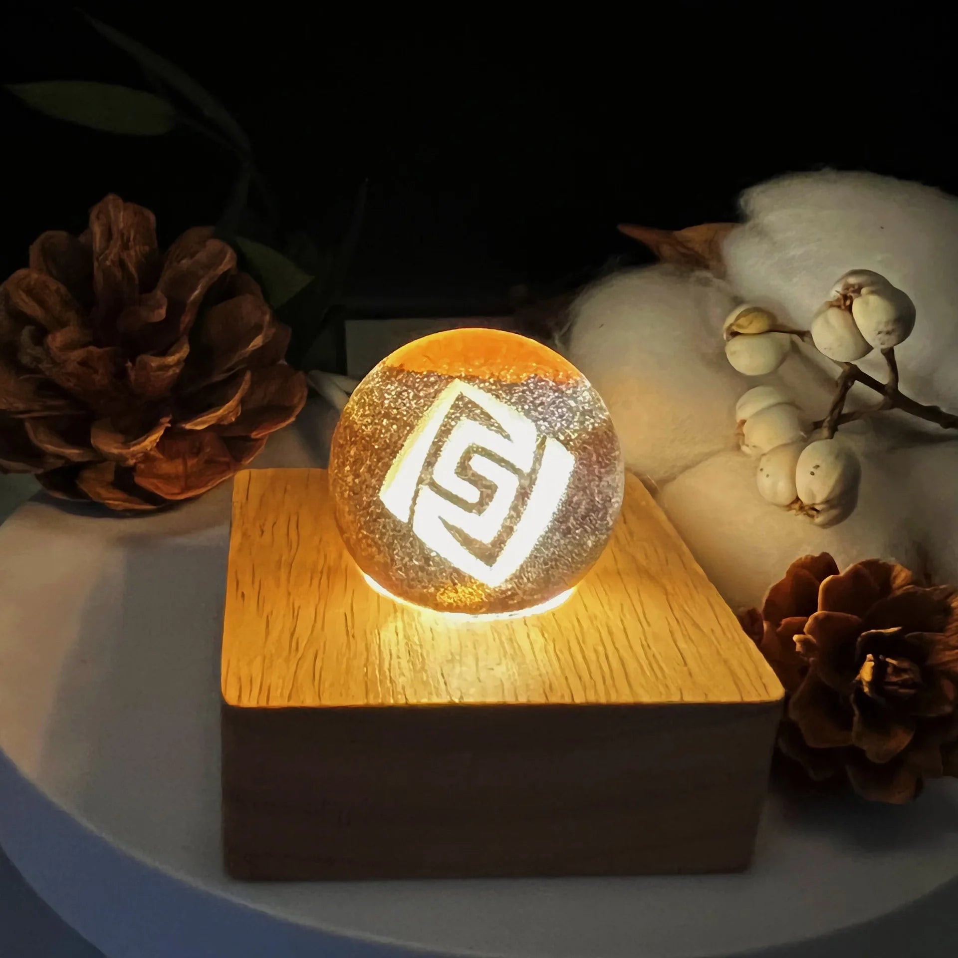 Genshin Impact Seven Elements Crystal Glass Ball 3D Three-dimensional Laser Engraving and Translucent Single Crystal Ball Game