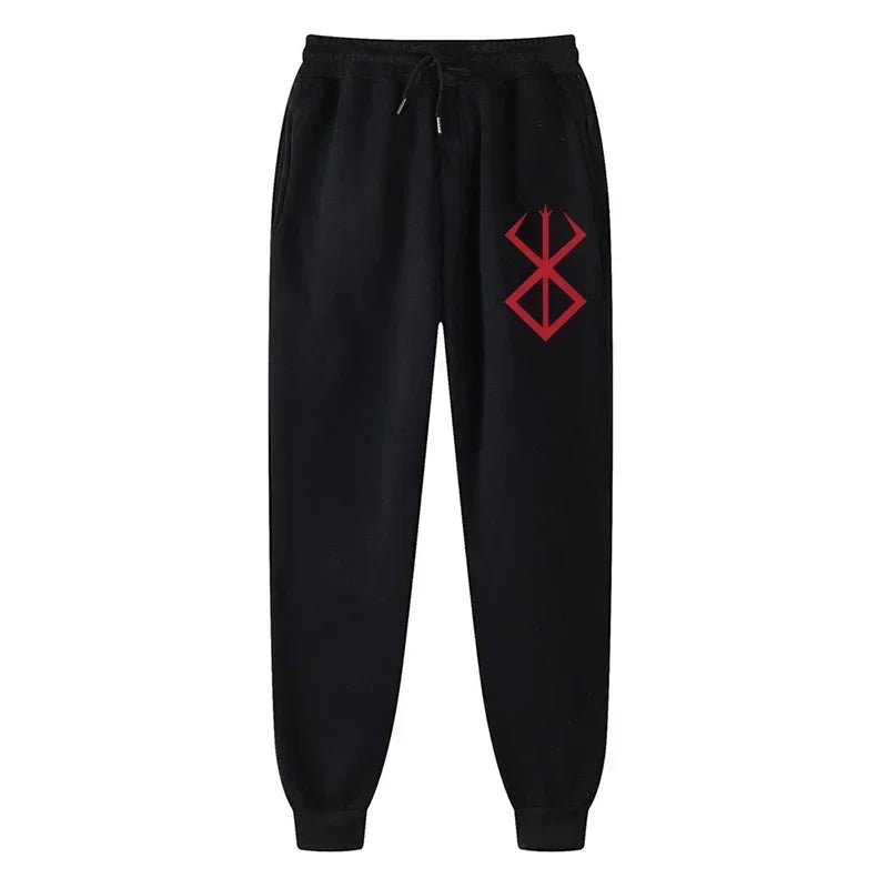 Men's berserk animated printed sportswear pants sports jogging pants casual polar lining pocket pants