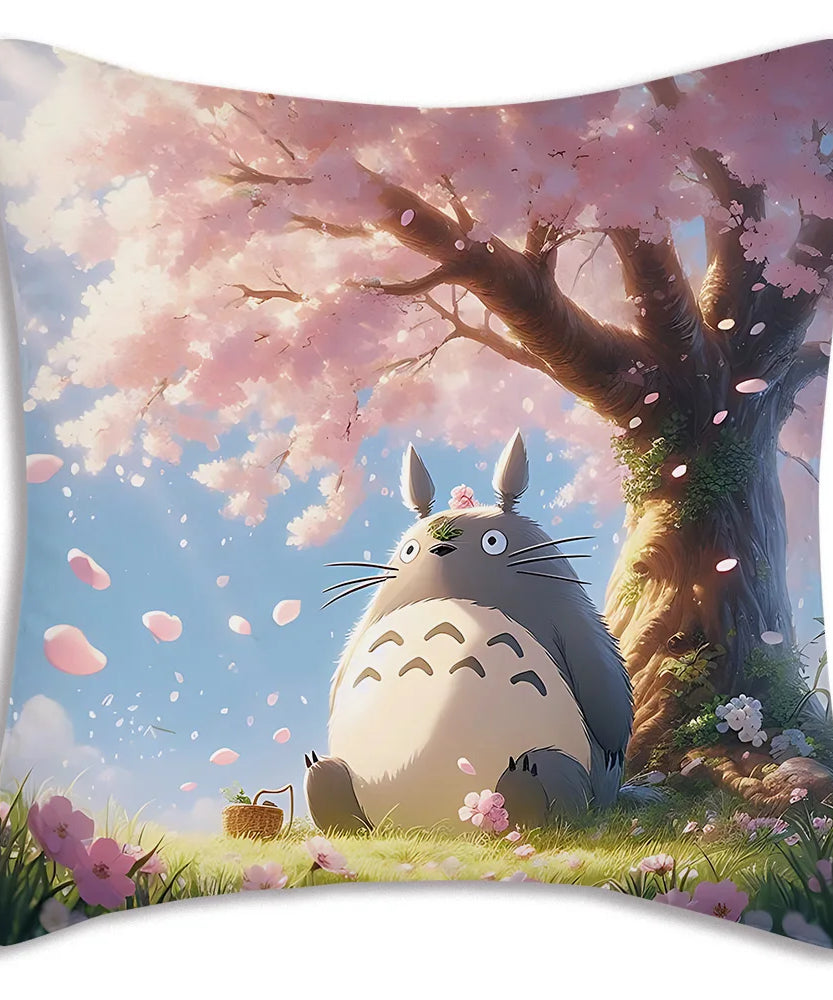 Anime T-TotoroS Kawaii Pillow Covers Cartoon Sofa Decorative Home Double-sided Printing Short Plush Cute Cushion Cover