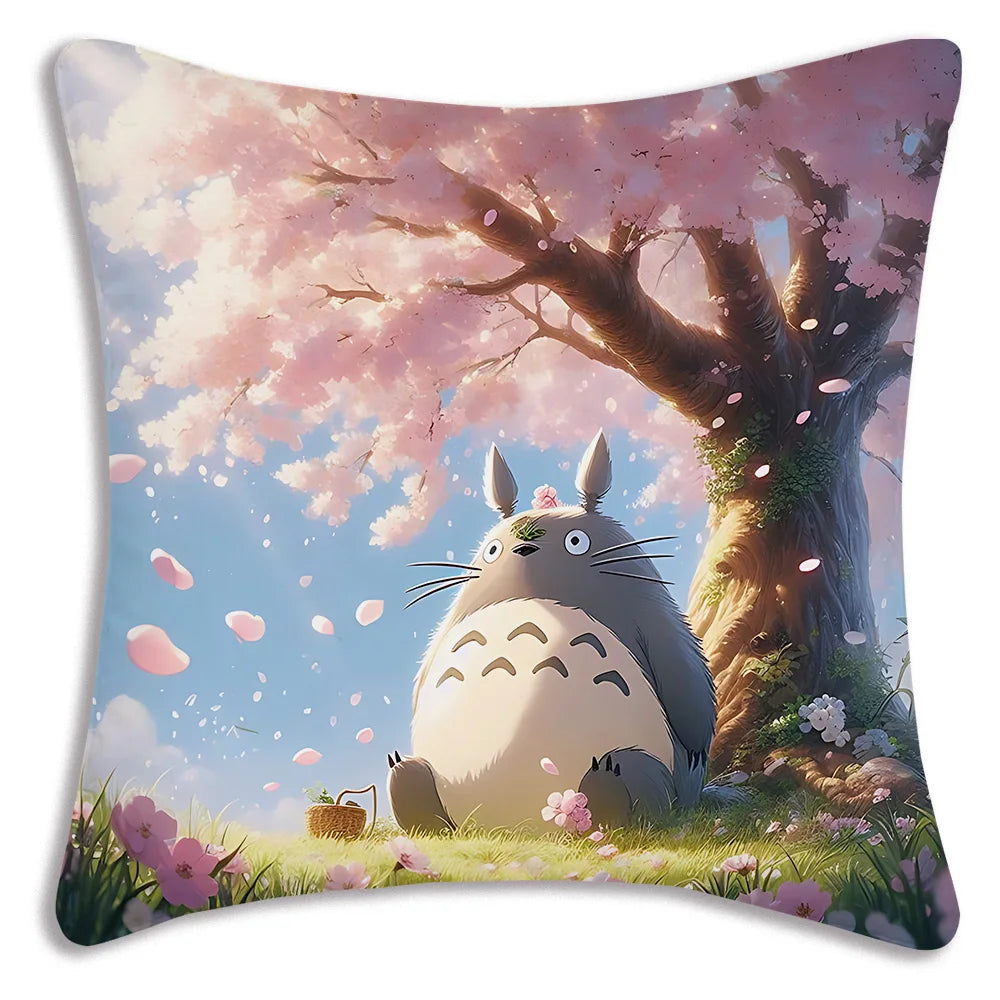 Anime T-TotoroS Kawaii Pillow Covers Cartoon Sofa Decorative Home Double-sided Printing Short Plush Cute Cushion Cover