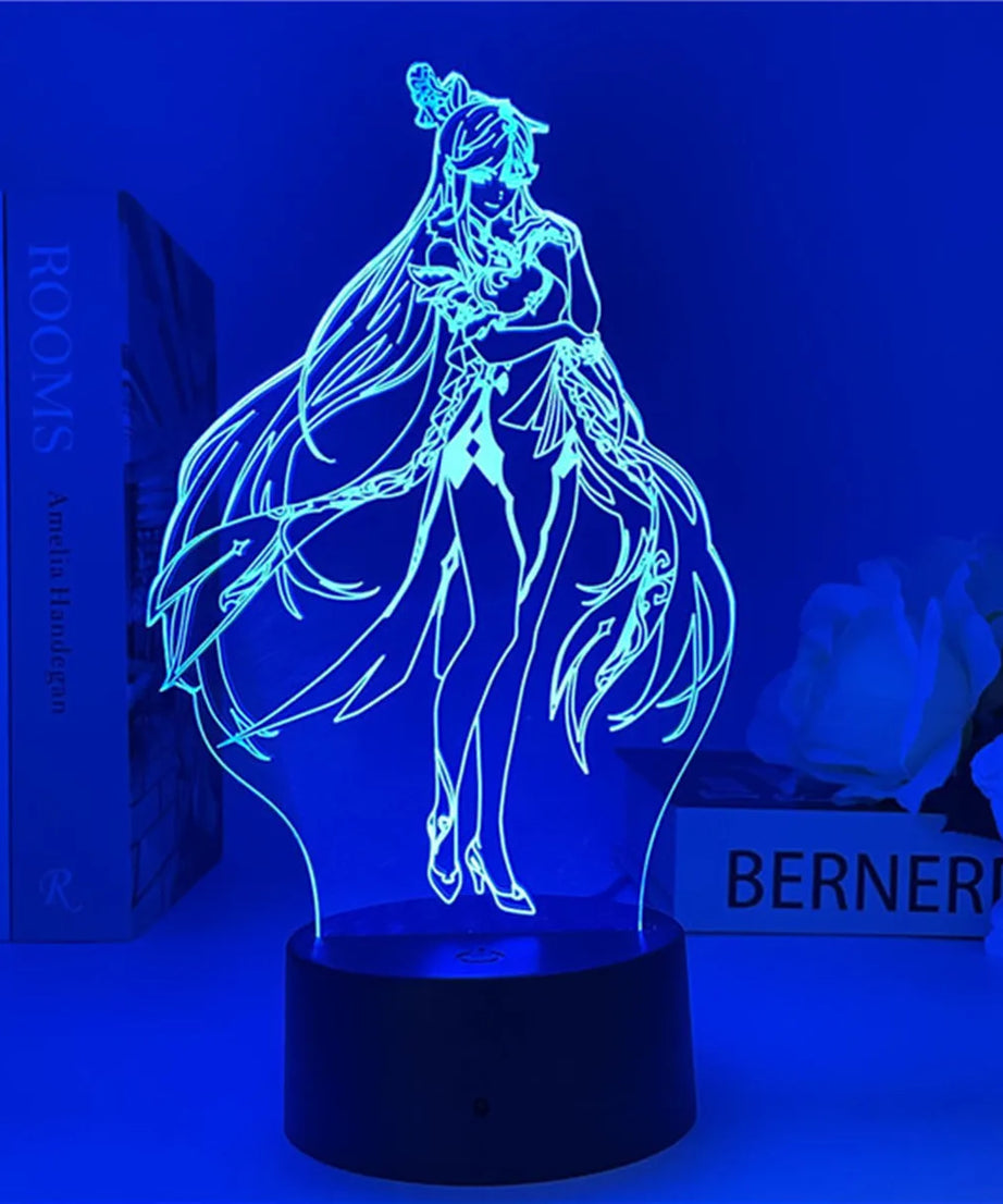 Newly Genshin Impact Night Light Yae Miko Game Figures Acrylic Stand Model 3D Table Lamp Kids Git Acrylic Bedside lamp