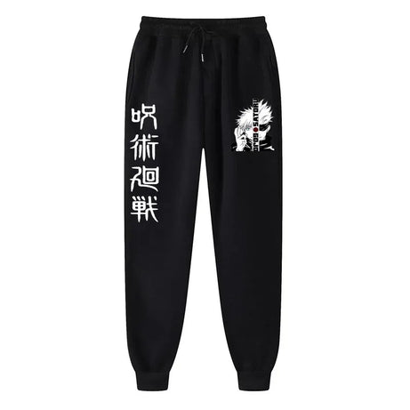 Men's Sport Pants Japanese Anime Jujustu Kaisen Printed Fleece Joggers Casual Trousers Fitness Workout Running Sweatpants Unisex