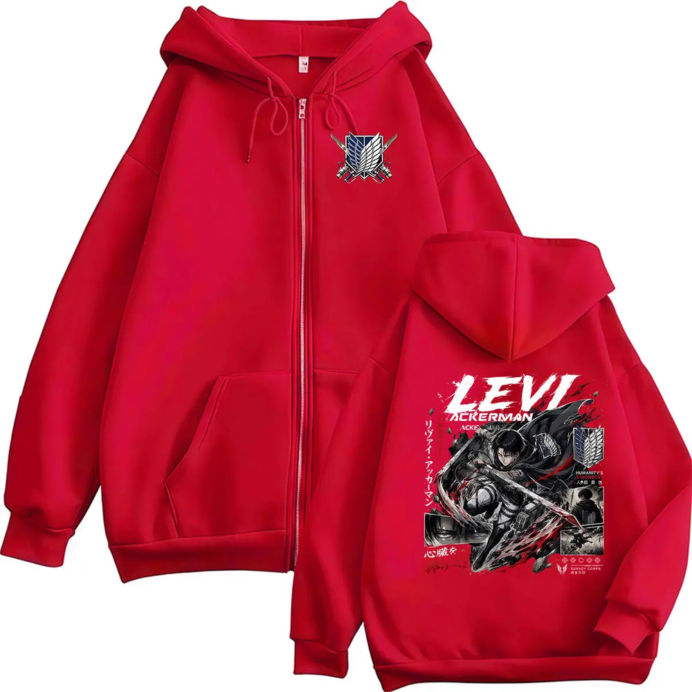 Anime Attack on Titan Levi Ackerman Zipper Hoodie – Men's & Women's Vintage Oversized Jacket 5