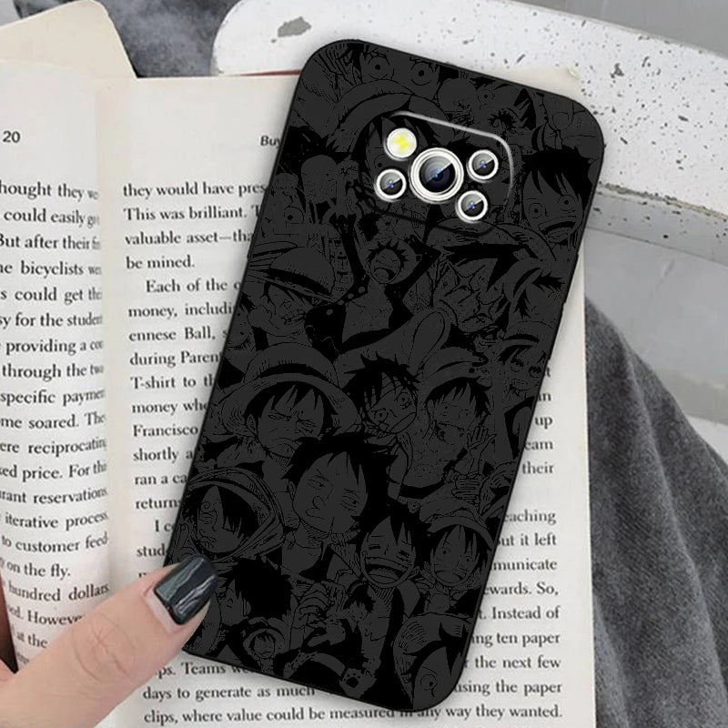 Anime Art One Piece Luffy For Xiaomi Mi Poco F5 F4 F3 X6 X5 X4 X3 M6 M5 M5S M4 M3 C65 Pro GT NFC 5G Black Back Phone Case
