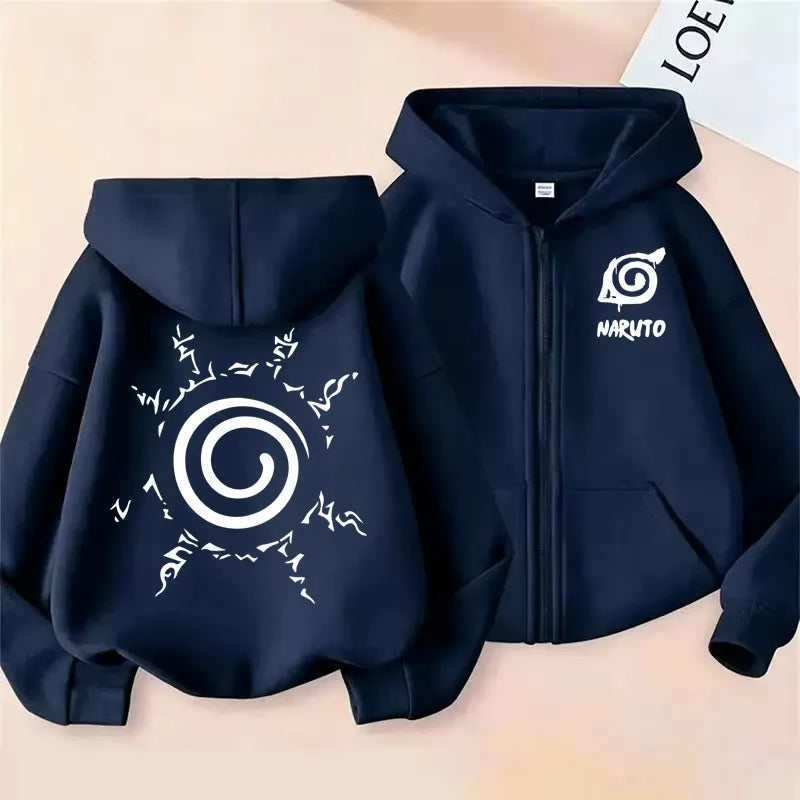 Naruto Cartoon Print Kids Zipper Hoodie – Boys & Girls Autumn/Winter Sweatshirt 6