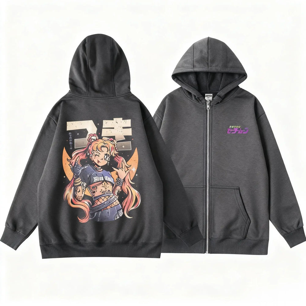 Sailor Moon Zip-Up Hoodie — Graphic Print Streetwear 2