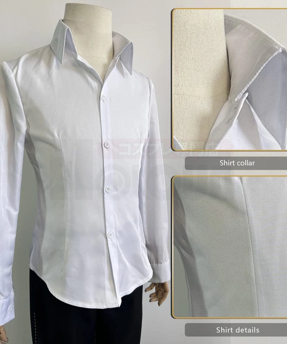 P4 Game Yu Narukami Cosplay Costume Wig School Uniform Embroidery Plaid Collar Suit Pants White Shirt Daily Wear