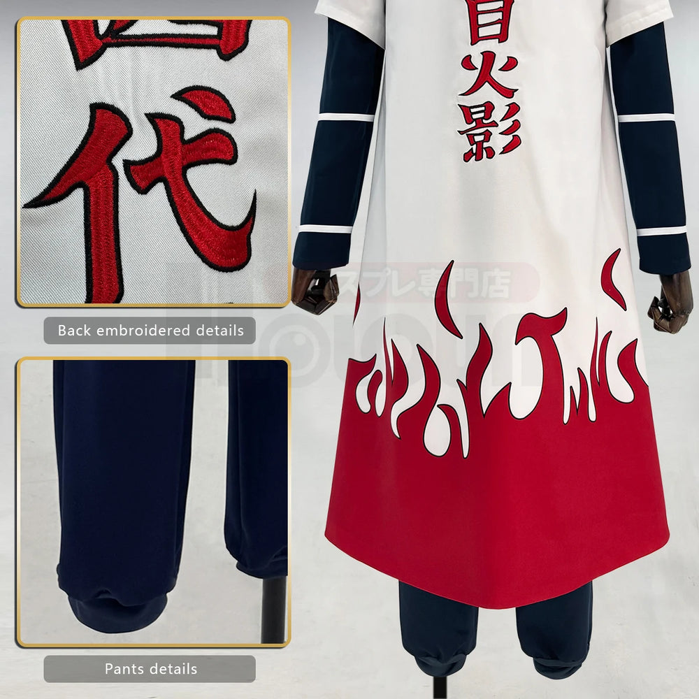 Anime Minato Namikaze Cosplay Costume – Cloak, Vest, Shirt, Pants & Pouch Set 4