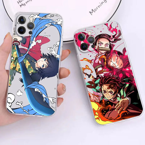 Kimetsu No Yaiba Demon Slayer Anime Phone Case For iPhone15 14 13 12 11 Mini Pro XR XS Max 7 8 Plus  soft transparent Back Cover