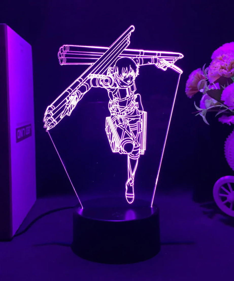 Anime 3D Lamp Attack on Titan Acrylic Luminous Stand Mikasa Ackerman Eren Yeager Action Figure For Kids Children Gifts
