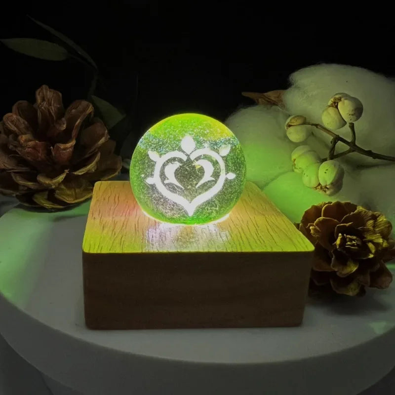 Genshin Impact Seven Elements Crystal Glass Ball 3D Three-dimensional Laser Engraving and Translucent Single Crystal Ball Game