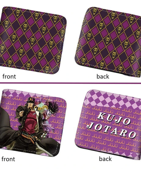 Anime JoJo's Bizarre Adventure Short PU Leather Wallet Jonathan/Joseph Joestar Folding Purse Gift for Manga Fans