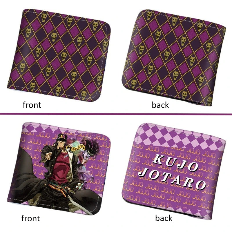 Anime JoJo's Bizarre Adventure Short PU Leather Wallet Jonathan/Joseph Joestar Folding Purse Gift for Manga Fans