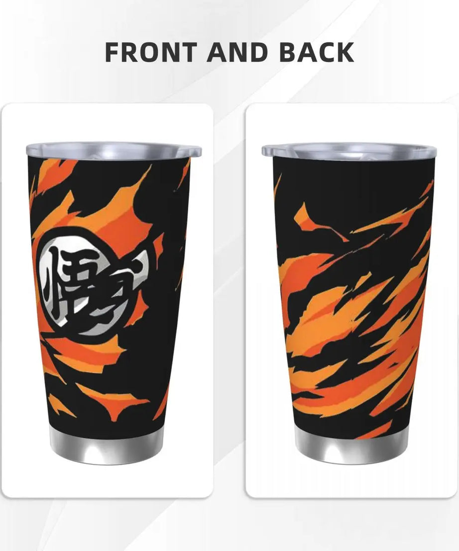 Son Goku & Vegeta DBZ Stainless Steel Tumbler – Double Wall Hot & Cold Cup with Straw