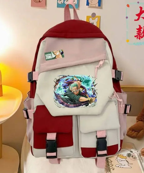 anime One Piece Luffy Zoro anime backpack large capacity student school bag male campus Korean version backpack birthday gift