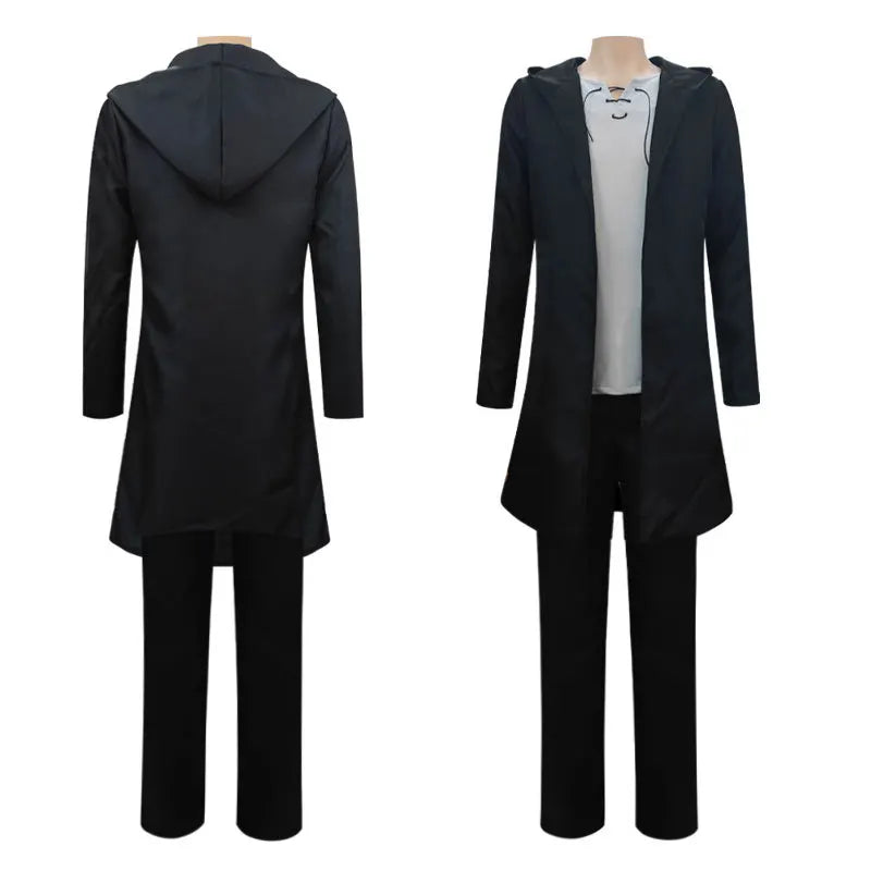 Eren Jaeger Cosplay Costume Anime Titan Costume Wig Cosplay Eren Yeager Black Hooded Trench T-shirt Pants Halloween Clothes