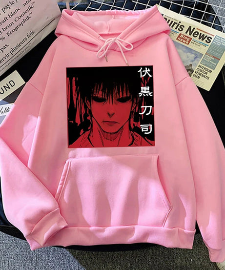 Fashion Unisex Hoodies Anime Fushiguro Toji Printed Hooded Seatshirts Streetwear Casual Pullover Tops