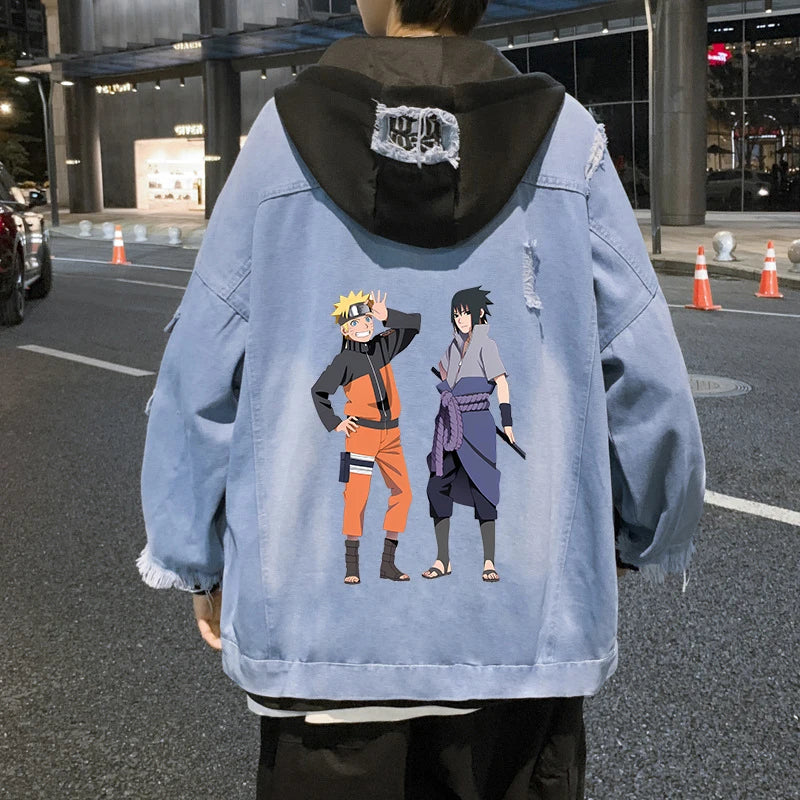 Kawaii Naruto Ripped Denim Jacket – Women's Anime Hip Hop Streetwear Jean Coat 3