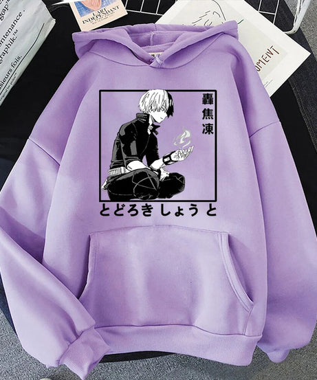New Anime Todoroki Shoto Print Hooded Fashion Women Girl Sweatshirt Long Sleeve Casual Tops Harajuku Sweatshirt