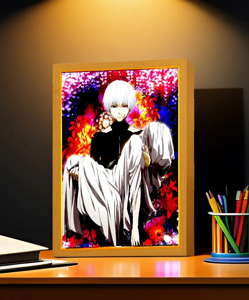Anime Figure Light Painting Photo Frame Tokyo Ghoul Action Led Lamps Bedroom Room Decor Friends Birthdays Easter Gifts Moon Lamp