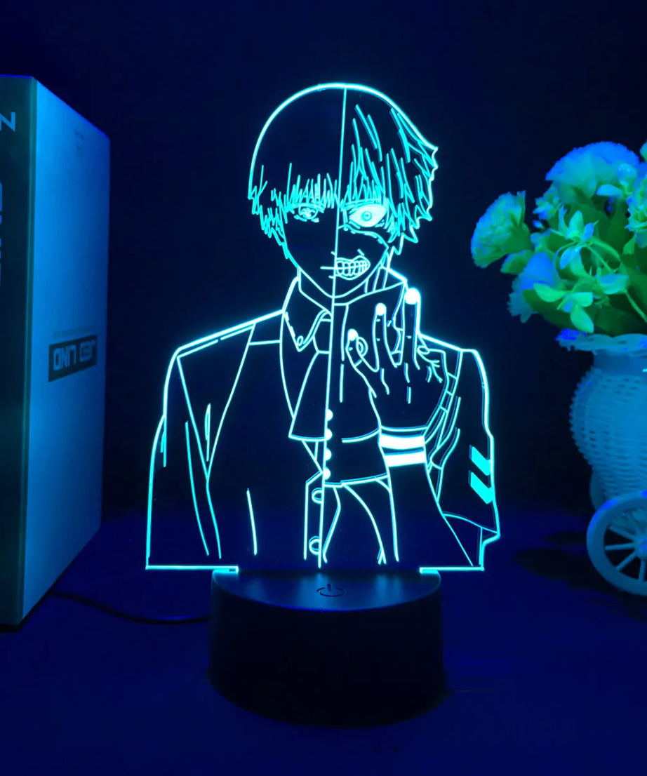 Anime Tokyo Ghoul Glowing Acrylic Stand Ken Kaneki Figure Nightlight for Reading Room Decor Light Gift for Birthday Table Lamp